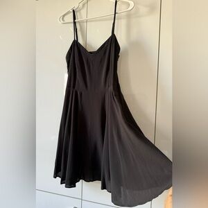 Black Midi Slip Dress with Spaghetti Straps